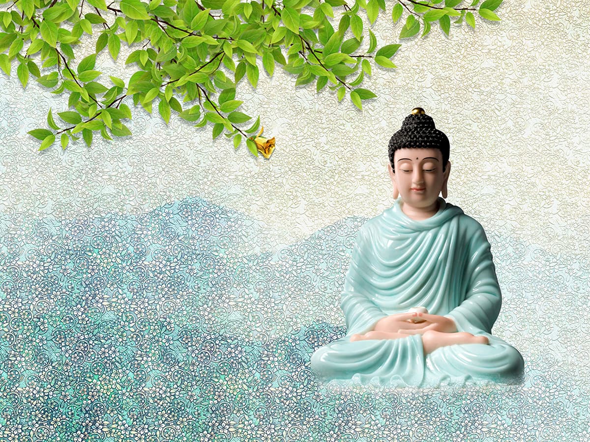 Buddha Lotus Position Serenity Art Design Wallpaper pattern detail