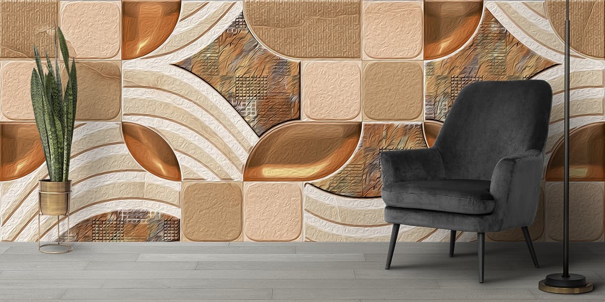 Modern Tile Texture Close View Wall Art wallpaper shown in a room