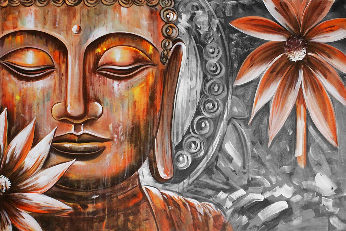 Elegant Spiritual Buddha Wall Design Wallpaper pattern detail