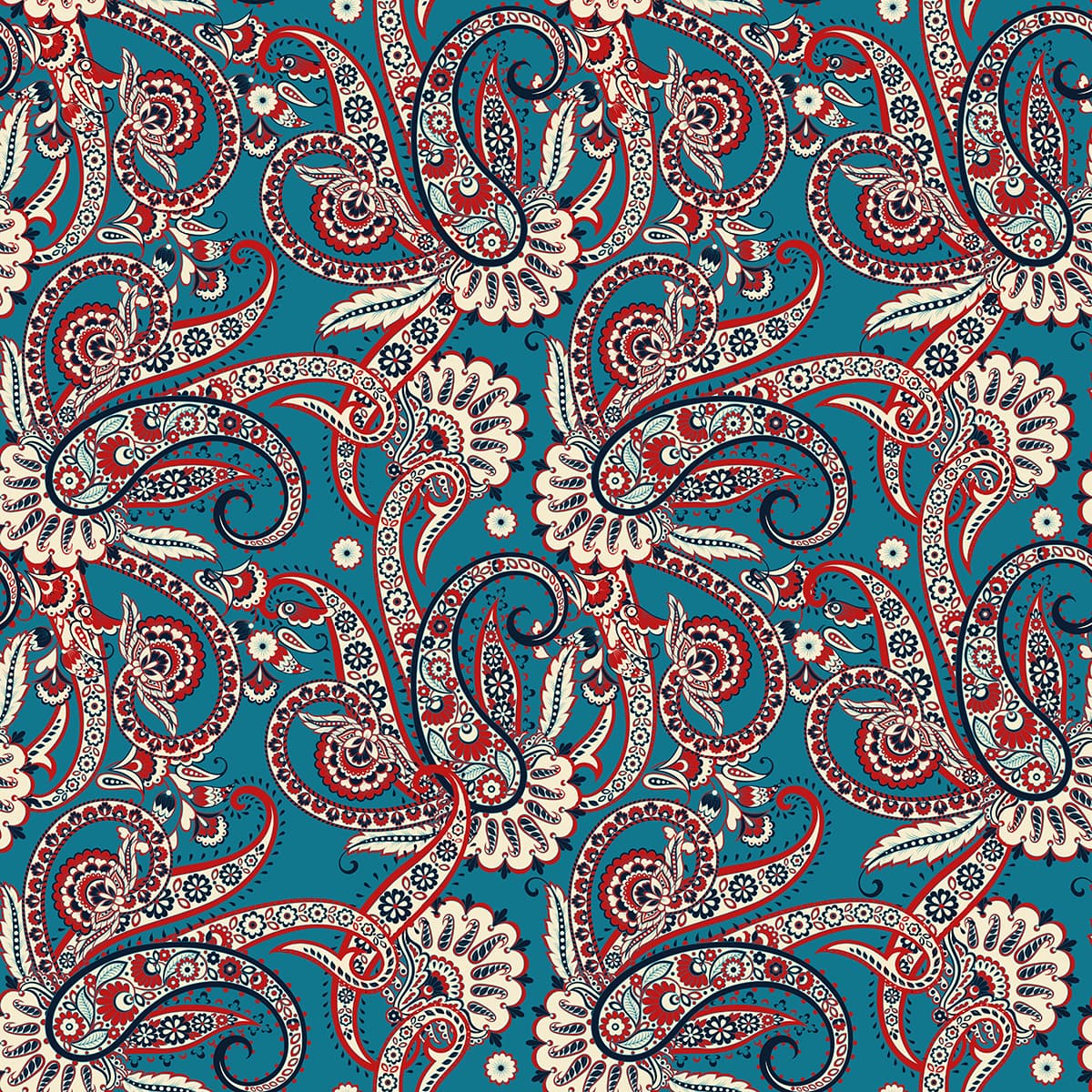 Blue Background Paisley Pattern Wallpaper for Rich and Artistic Walls pattern detail