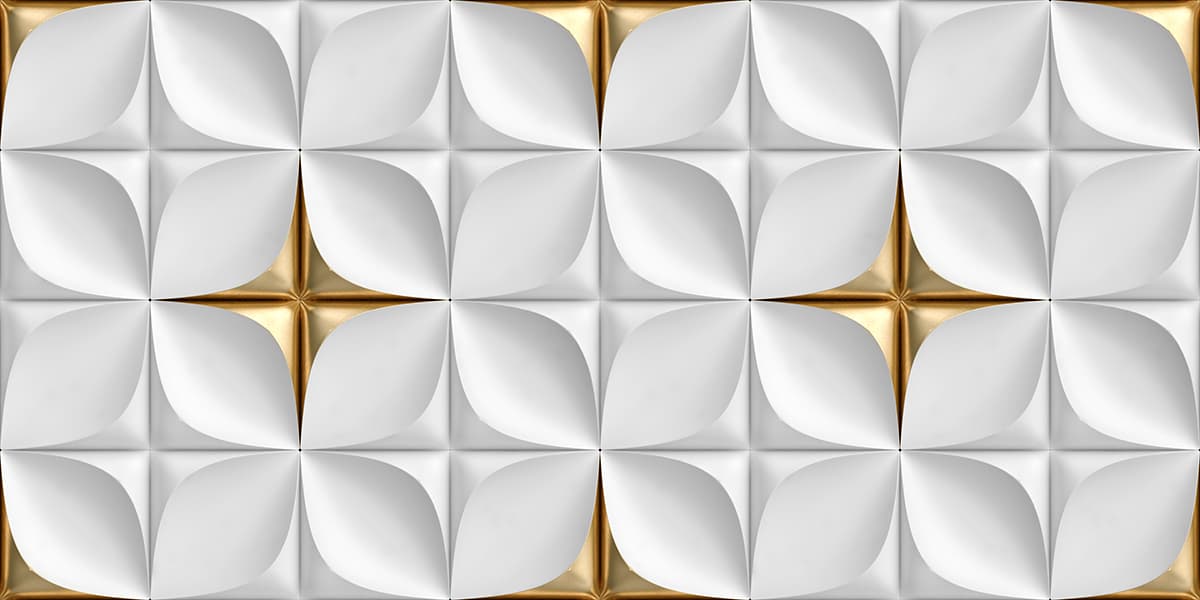A white and gold tile pattern detail