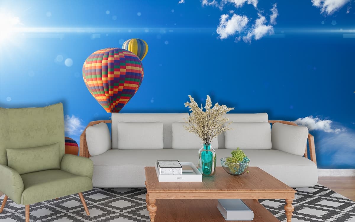 Kids Room Hot Air Balloon Wallpaper for Walls shown in a room