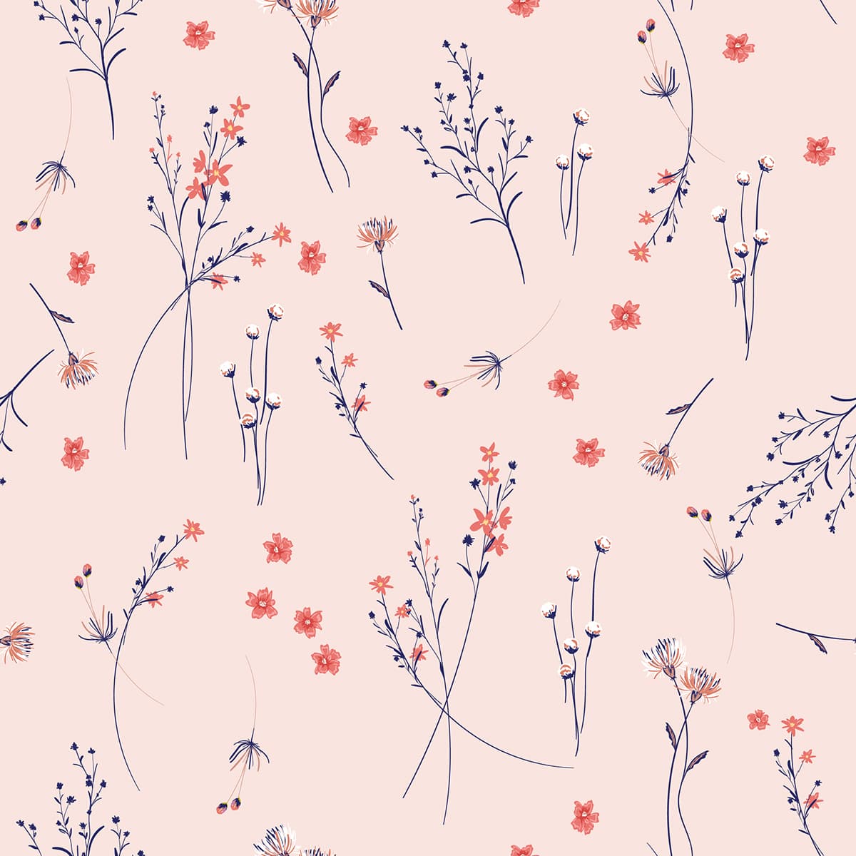 A Wallpaper Mural with Spring Bloom Pattern pattern detail