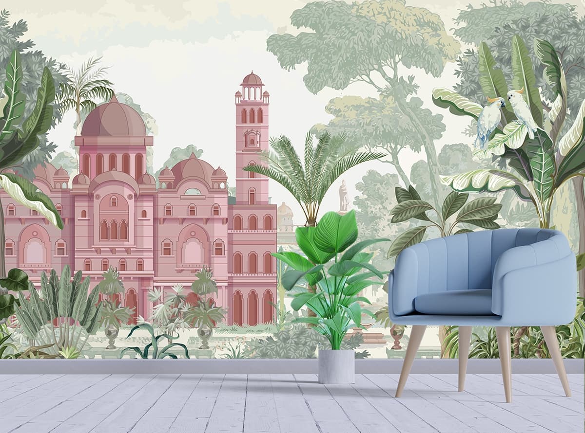 Wadi-E-Rajmahal, Royal Garden Wallpaper shown in a room