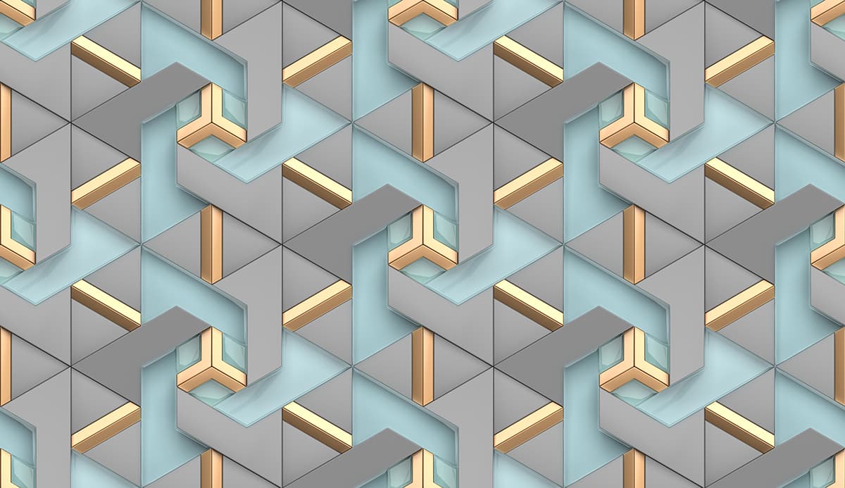 Grey and Gold Triangle Pattern Modern Wall Mural Wallpaper pattern detail