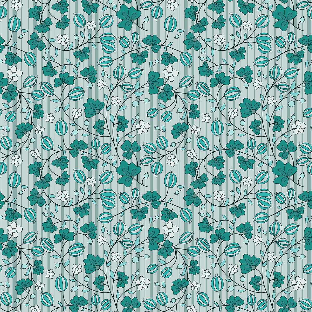 A Pattern of Leaves and Flowers pattern detail