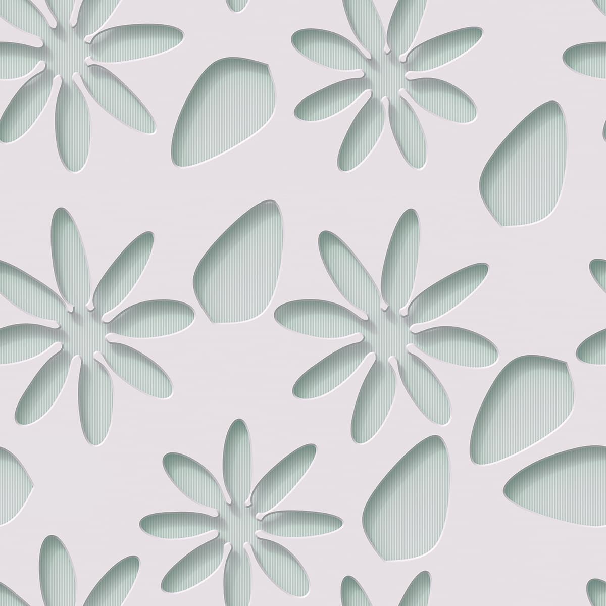 Elegant White Flower Pattern with Line Art Wallpaper pattern detail