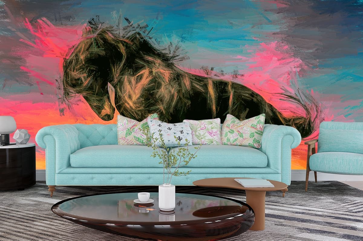 Black Horse Wallpaper for Wall shown in a room