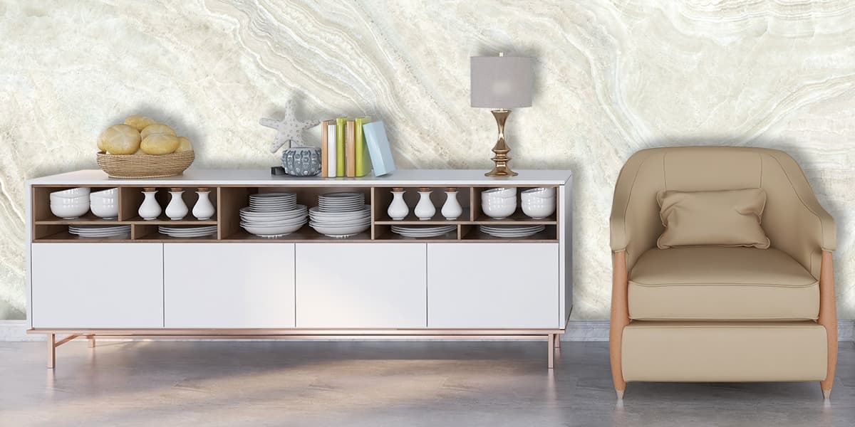 Marble Elegance Wallpaper Mural shown in a room