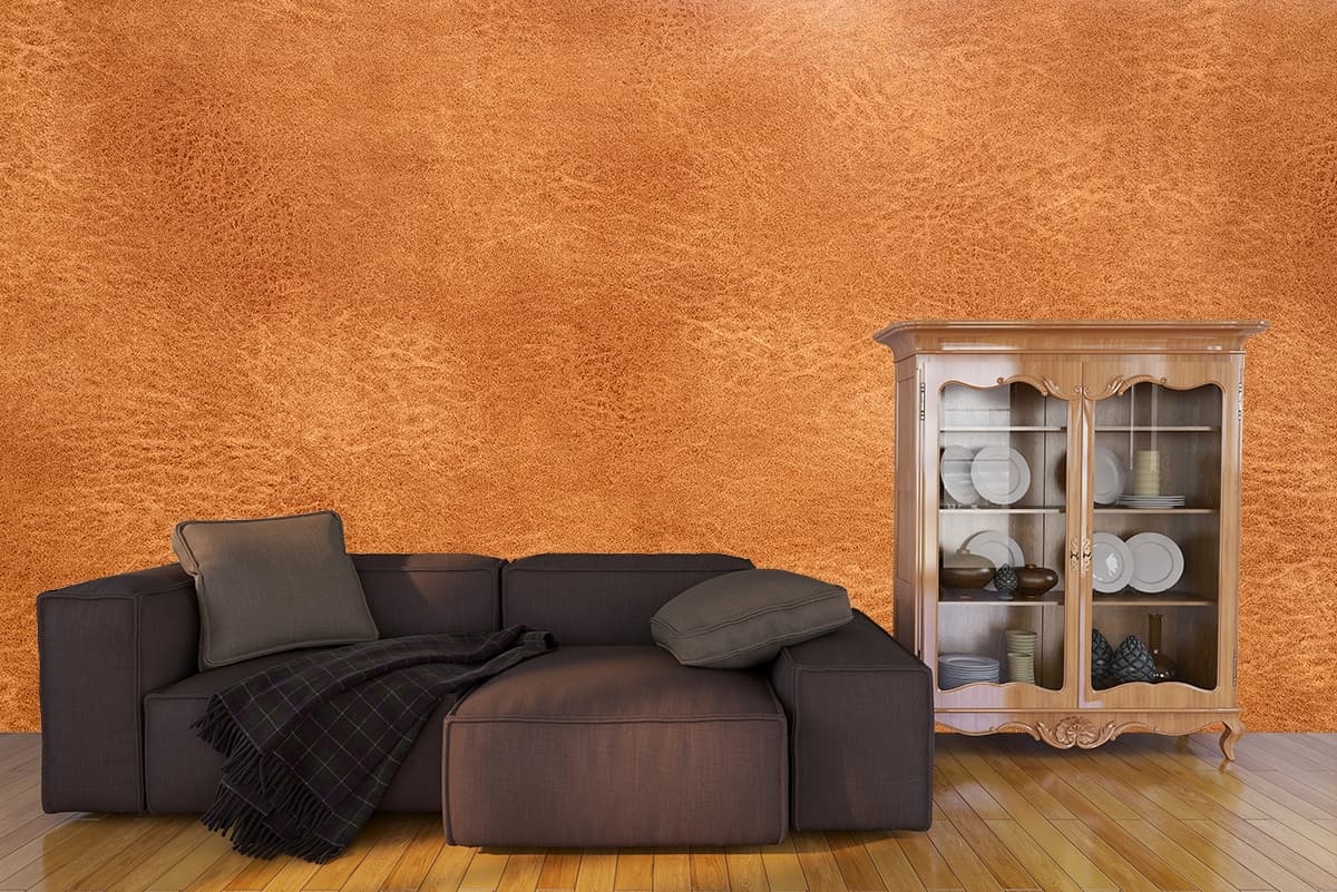 Leather Textured Wallpaper shown in a room