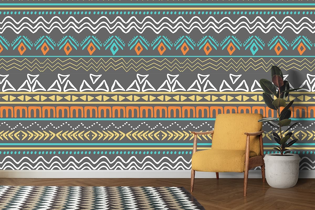 Modern Grey Background Abstract Pattern Design Wallpaper shown in a room