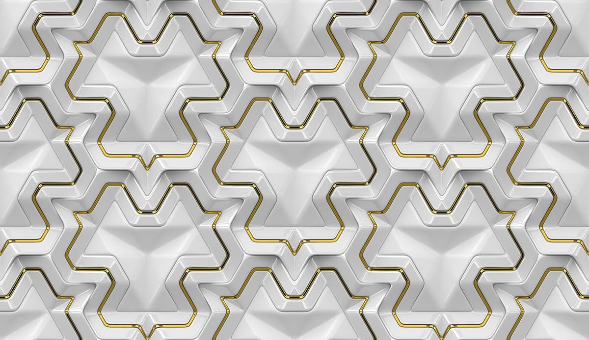 Classic White and Gold Star Pattern Design Wallpaper pattern detail