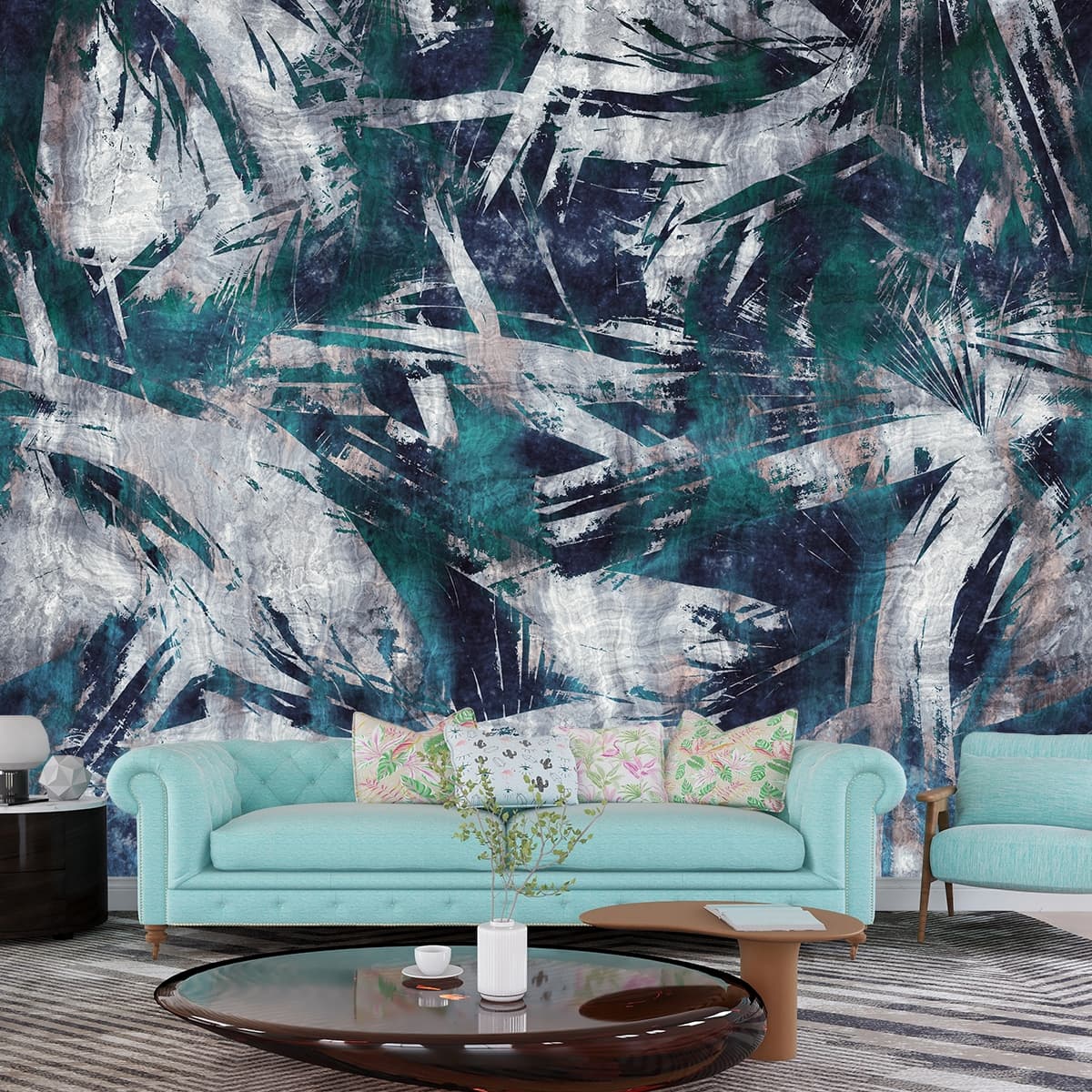 Vintage Abstract Fabric Cloth Texture Art Wallpaper shown in a room