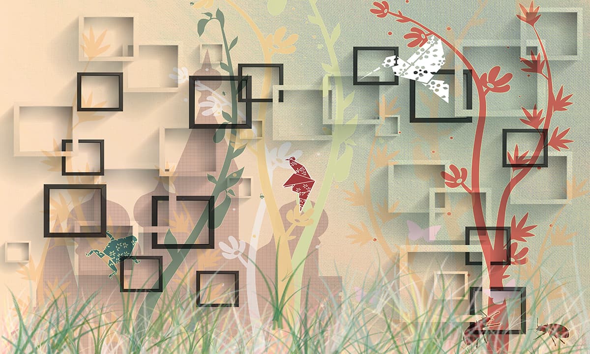 A wallpaper with a floral design pattern detail