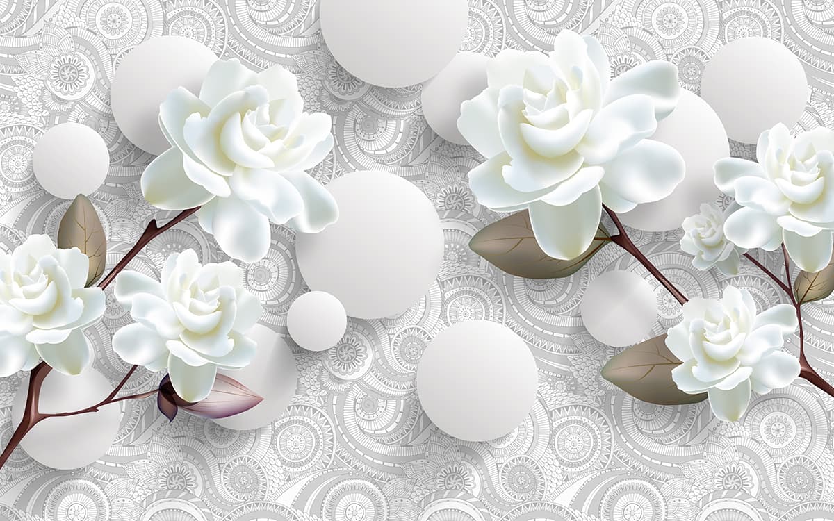 A white flowers on a white background pattern detail