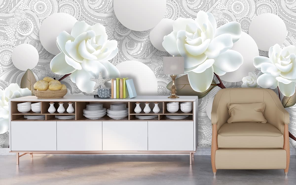 A white flowers on a white background shown in a room