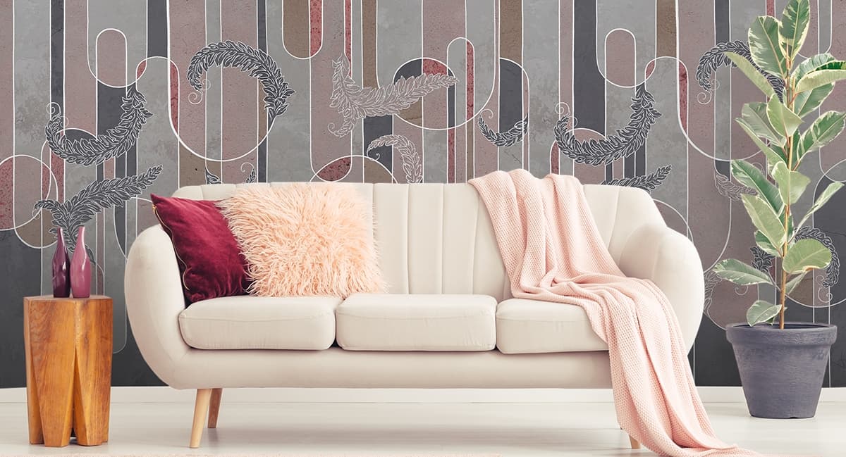 Stylish Decorative Pattern Contemporary Wallpaper shown in a room