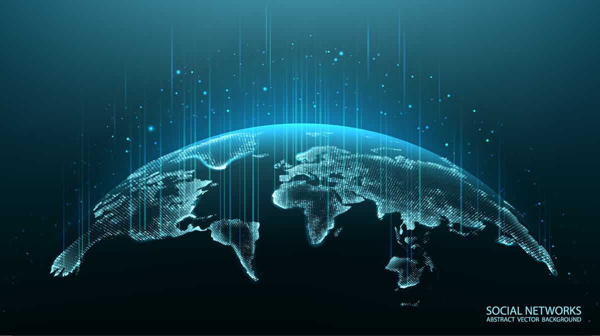 Blue world map with dotted network connection theme wallpaper pattern detail