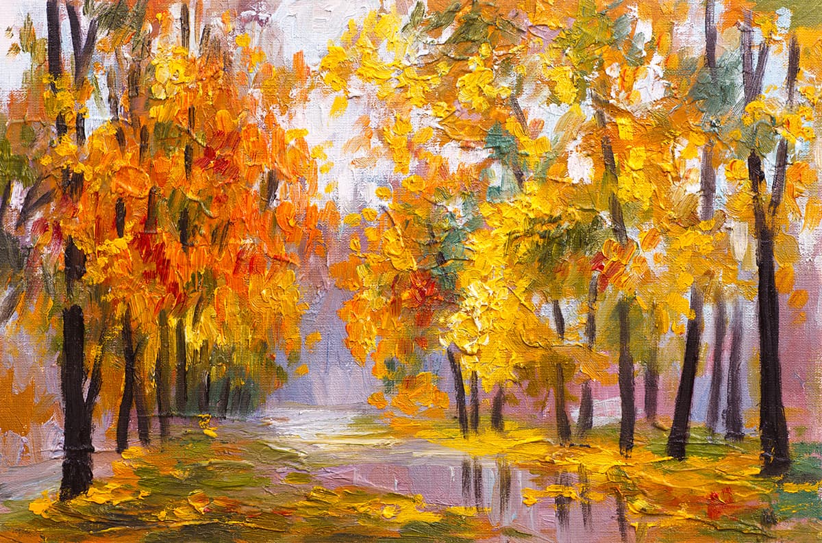 Autumn Trees Yellow Orange Landscape wallpaper pattern detail