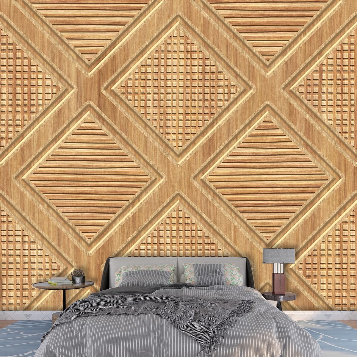 Natural Wooden Texture Pattern Wallpaper shown in a room