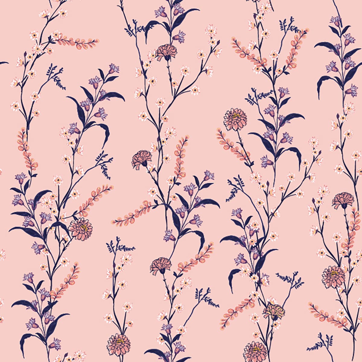 Mystic Meadow Marvel Floral Wallpaper pattern detail