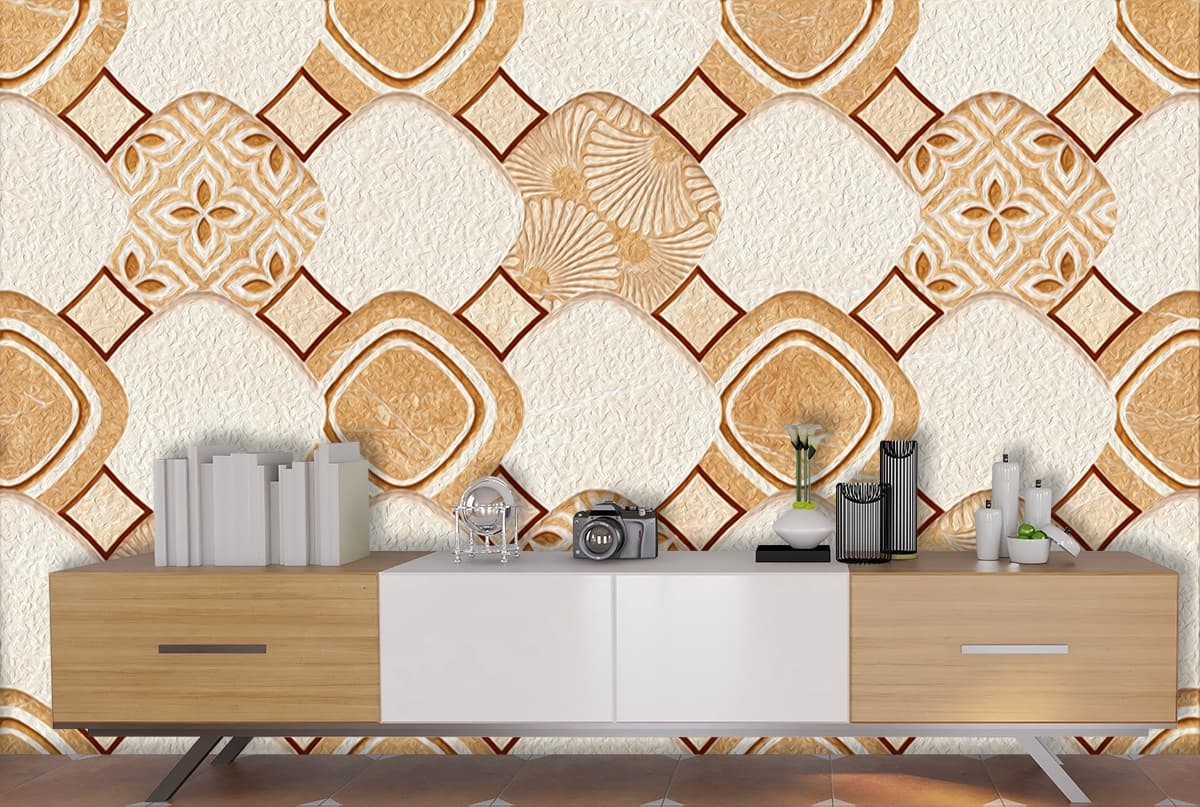 Modern Abstract Pattern Aesthetic Wallpaper shown in a room