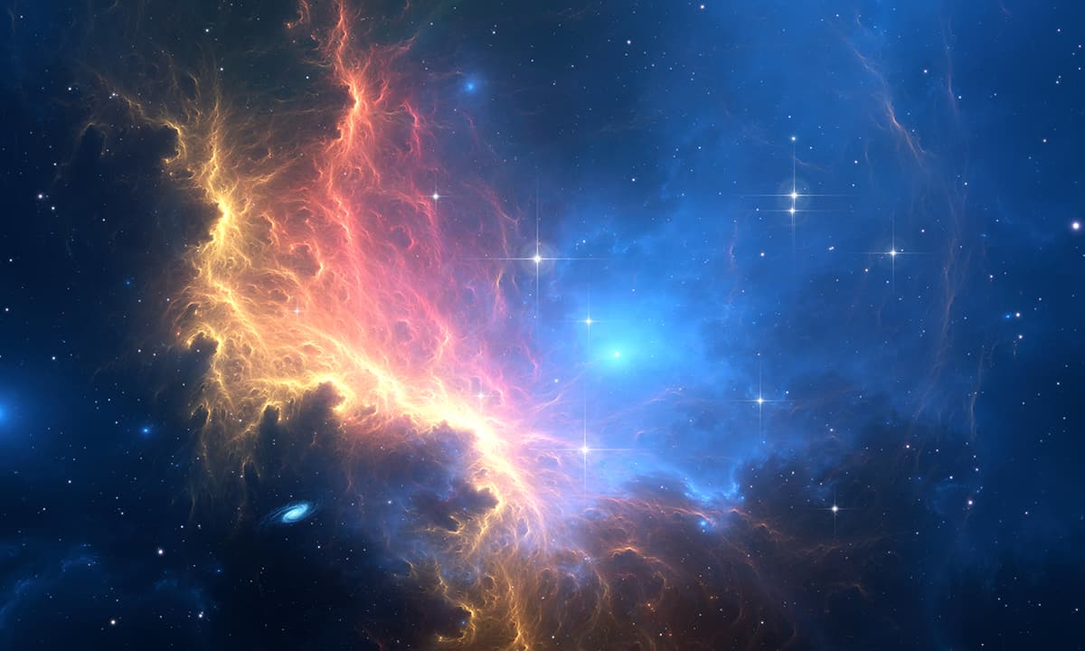 Colorful Glowing Clouds and Stars Dreamy Sky Wallpaper pattern detail