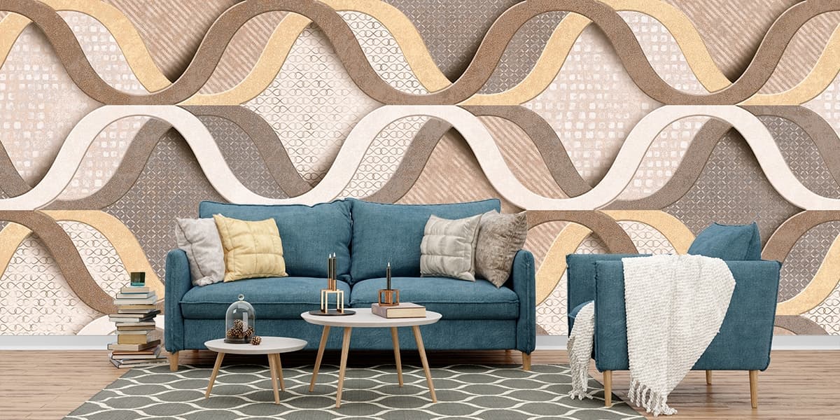 Abstract Tile Close Up Marble Luxury Modern Design Wallpaper shown in a room