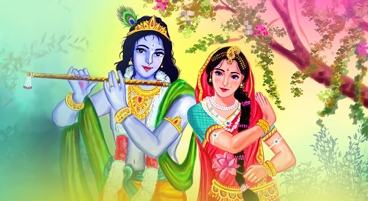 Beautiful Radha Krishna Wallpaper Mural pattern detail