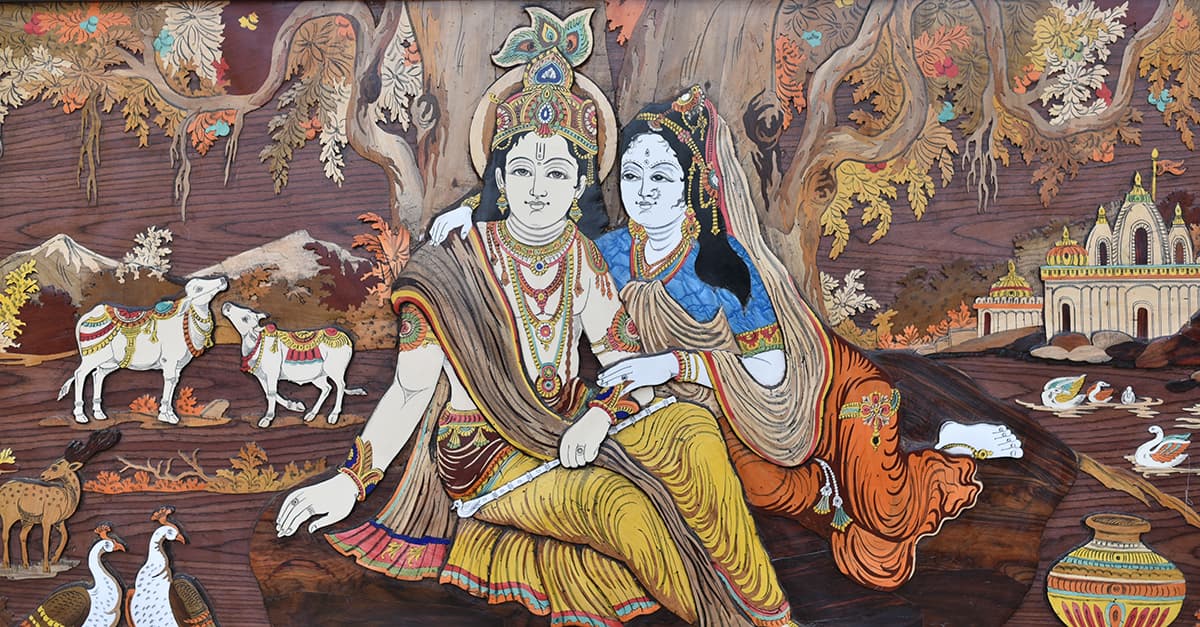 Radha Krishna Art Wallpaper Mural pattern detail