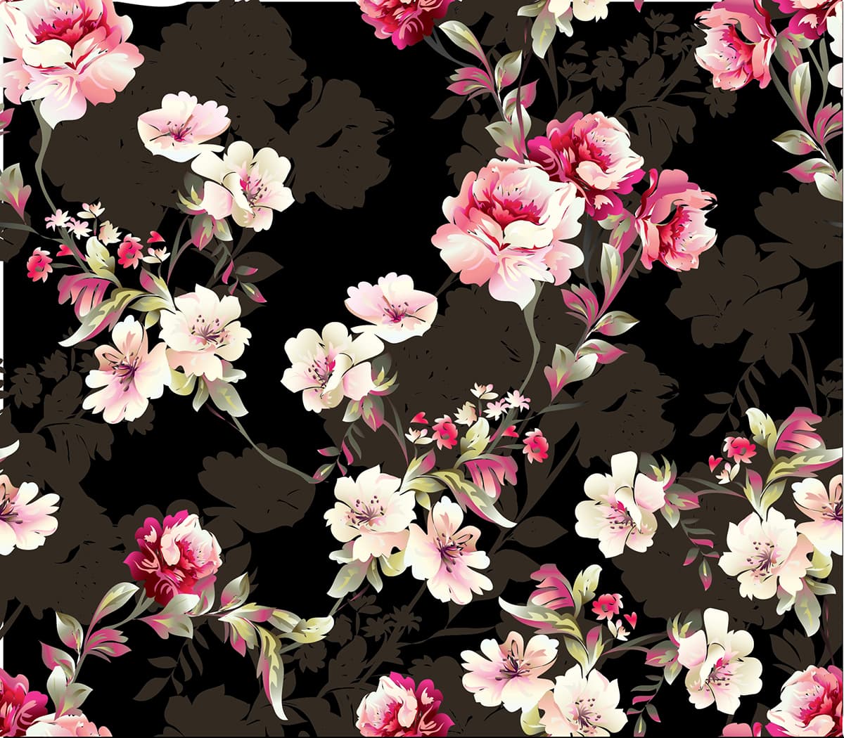 Dark Floral Pattern Black Background Design wallpaper pattern detail