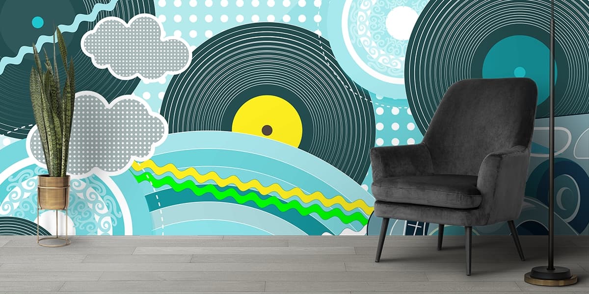 Aesthetic Vintage Cartoon Wall Mural Wallpaper shown in a room