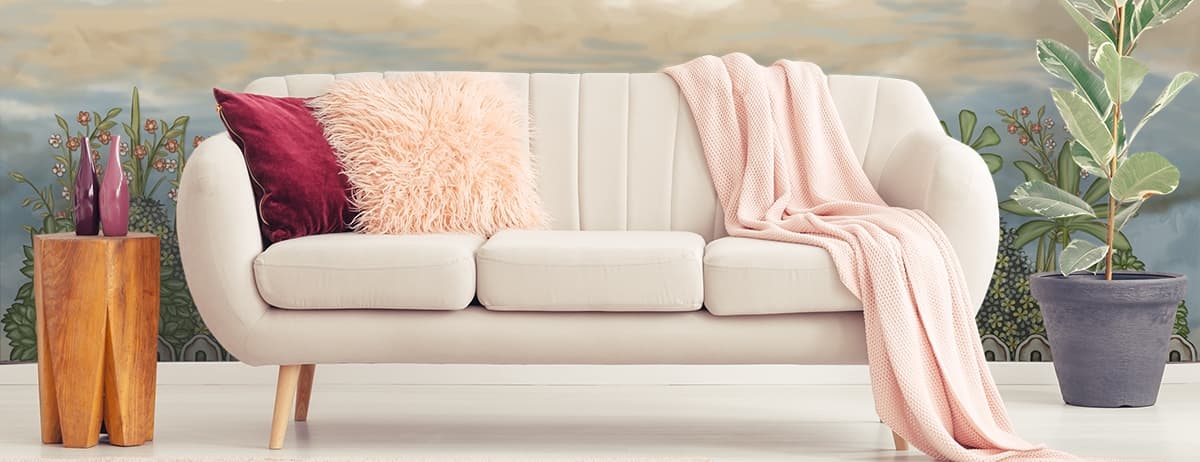 Floral Oasis Wallpaper shown in a room
