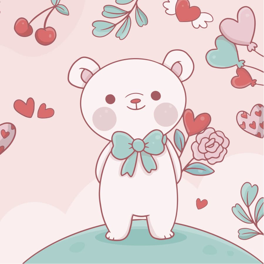 Cute Plush Teddy Bear Nursery Theme Wallpaper pattern detail