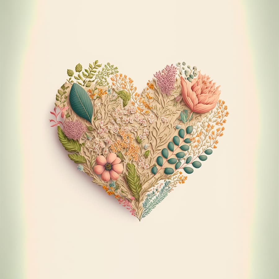 Romantic Heart Shape Flower Design Wallpaper pattern detail