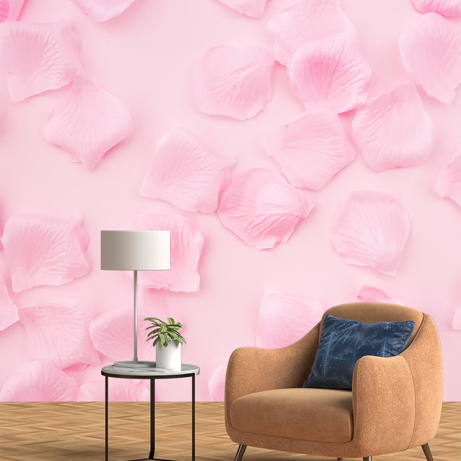 Pink Rose Petals Wallpaper for Walls shown in a room