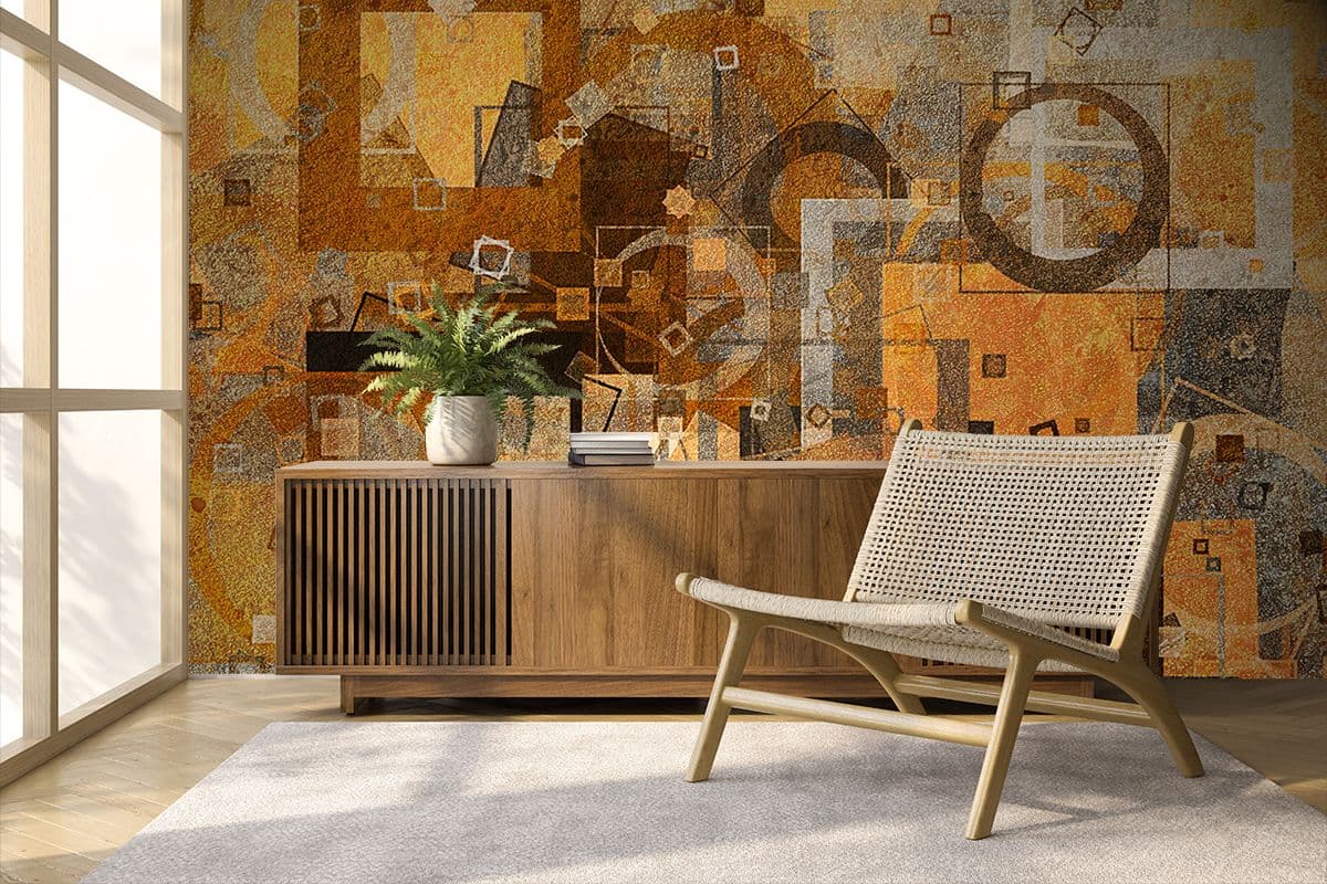 A close up of a pattern shown in a room