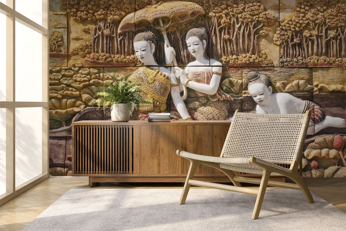 Luxury Motherhood Sculpture Wall Art Wallpaper shown in a room