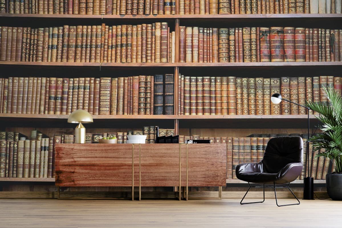 Books on Shelf Library Collection Design wallpaper shown in a room