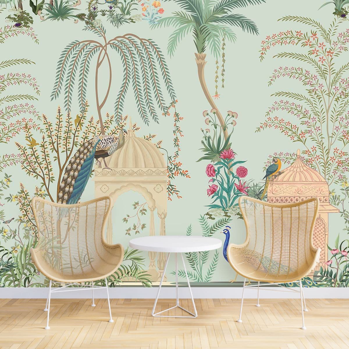 Chitra Mor, Peacock Design Wall Mural shown in a room