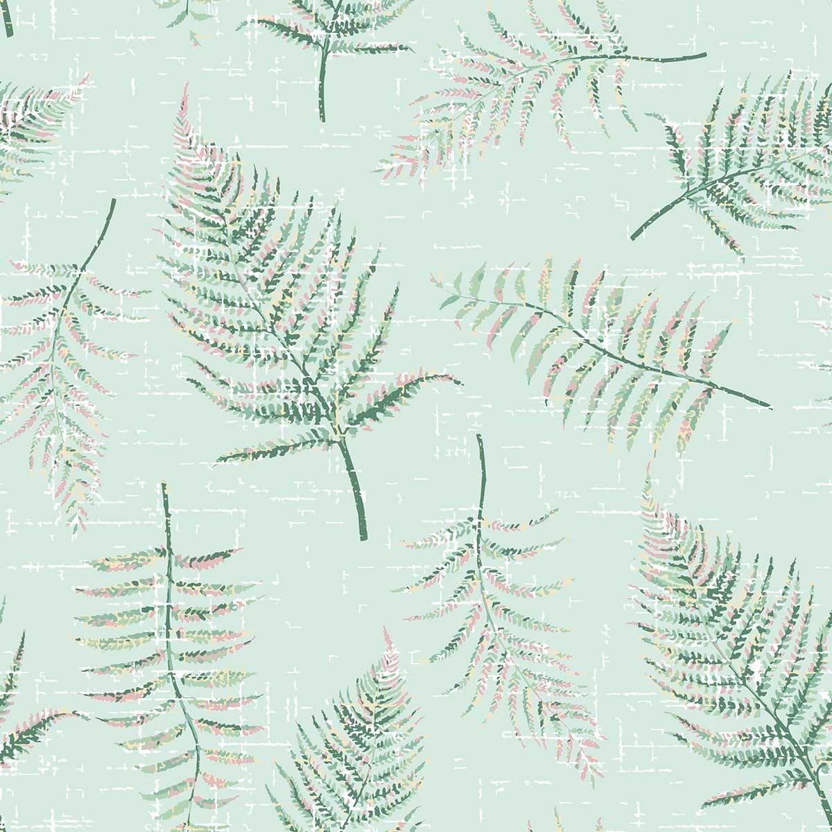Light Blue Botanical Leaves Wallpaper pattern detail