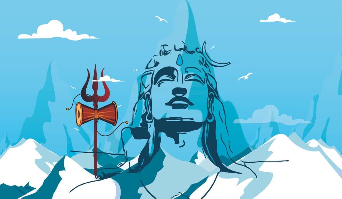 Blue Color Adiyogi Wallpaper for Wall pattern detail