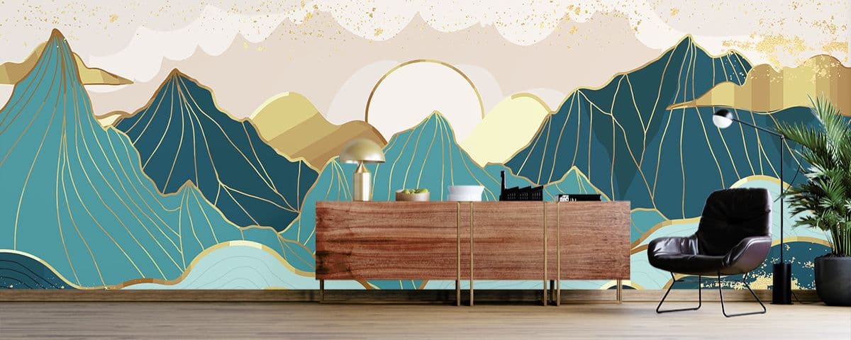 Sunfire Summit Serenade Wallpaper Mural shown in a room