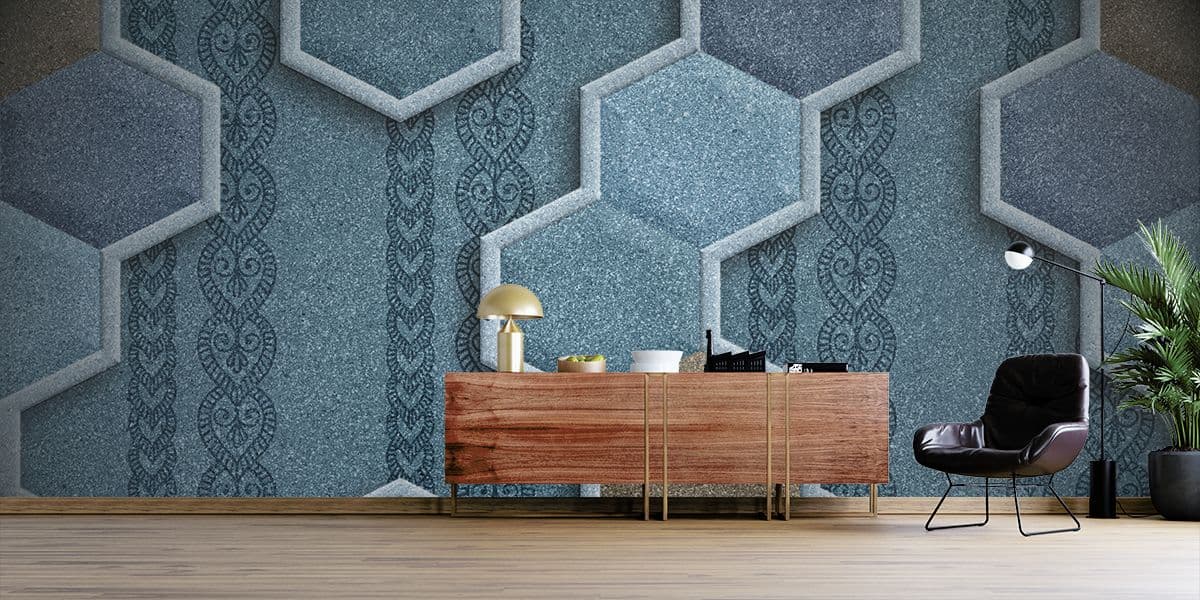 Elegant Decorative Tile Pattern Wallpaper shown in a room
