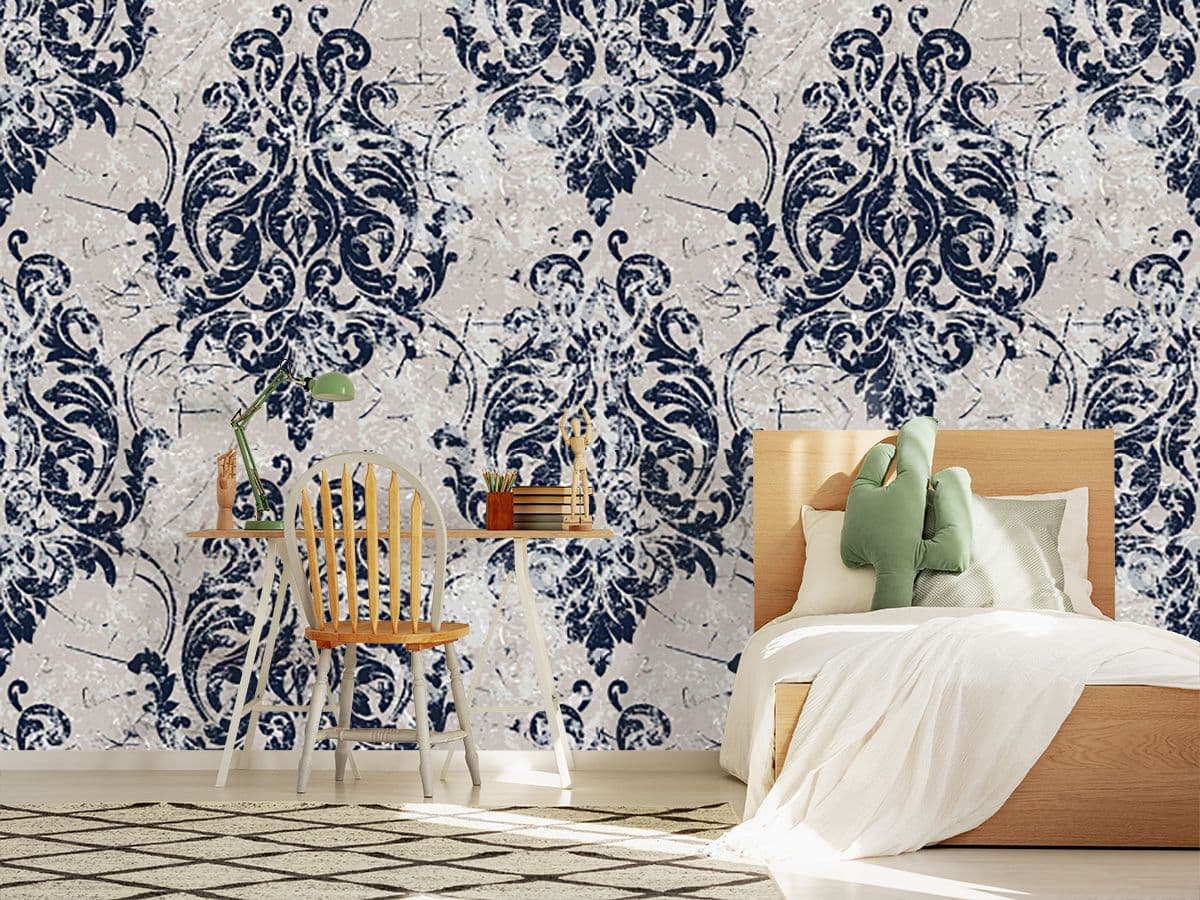 A Wallpaper Pattern on a Wall shown in a room