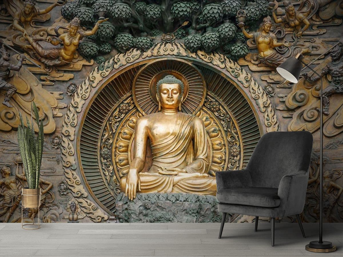 Classical Statue Theme Wall Mural Wallpaper shown in a room