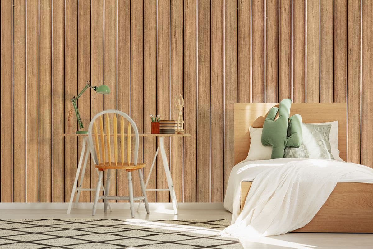 Wood Panel Effect Wallpaper Mural shown in a room