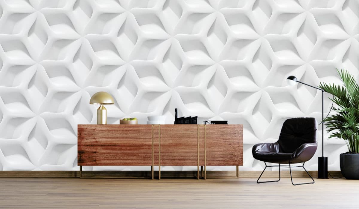 Stylish White Pattern Texture Minimal wallpaper shown in a room