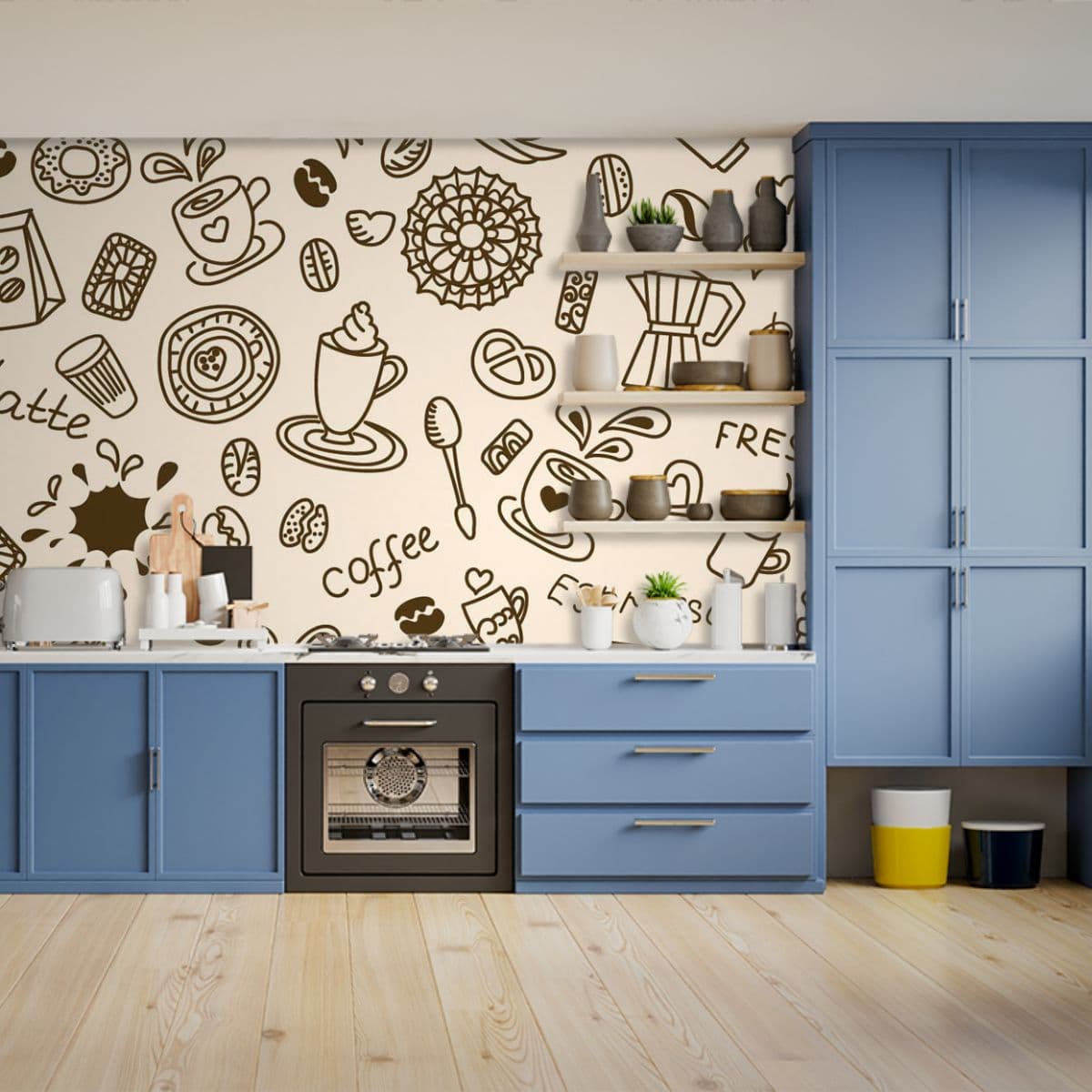 Coffee Items Wallpaper for Kitchen shown in a room