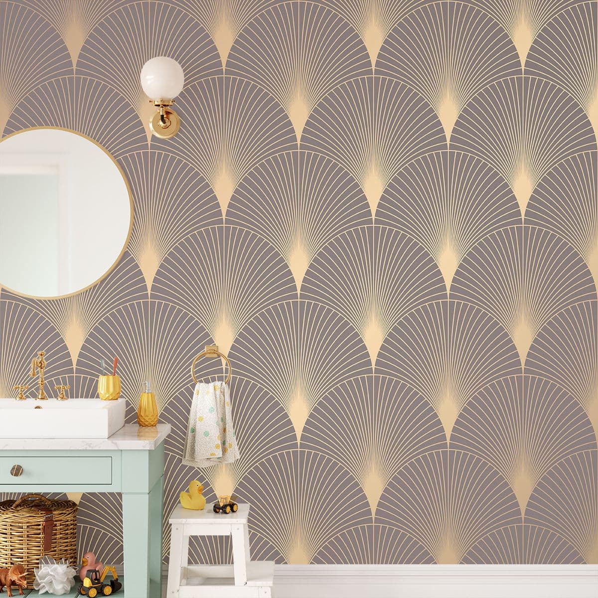 Luxurious Art Deco Wallpaper Mural shown in a room